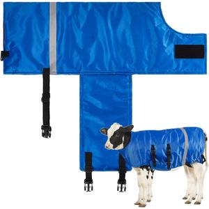 Dunzy 2 Pcs Calf Coat Calf Jacket Warming Blanket Waterproof Windproof Saver Blanket Livestock Warming(Classic Style,Blue)