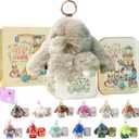 MINGRI Soft Bunny Keychain with Tin,Graduation Gifts for Her Pluch Keychain,Cute Bag Charm Key Chain (Beige) (Beige)