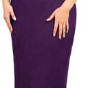 ZOMVA Plus Size Elegant Dress Leaf Lace Short Ruffle Sleeve Crew Neck Fitted Maxi Dresses Wedding Guest Cocktail Casual (Dark Purple) X-Large Plus