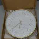 Wall Clock 12 Inch Non-Ticking Silent Modern Simple Style Round Decor Clock Gold Stereoscopic Dial Quartz Wall Clocks for Home/Office/School/Living Room/Bedroom/Kitchen