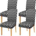 Halloween Chair Covers Set of 4,Ghost Dining Chair Slipcovers,Elastic Removable Washable Dining Parsons Chair Protectors,Halloween Decor for Home Black