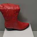 DREAM PAIRS Women's Cowboy Boots Mid Calf Cowgirl Boots Embroidery Stitched Western Boots (7, Red)