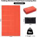 Camping Foam Sleeping Pad Lightweight Closed Cell Folding Camping Mat Moisture-Proof Cam Orange, Size: Double