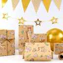 6 x WERNNSAI Baby Girl Kraft Wrapping Paper Roll - 1 Roll 17 x 33 ft Baby Shower Wrapping Paper for Girls Kids Birthday Gift Wrap Supply Woodland Animals Design New Born Party Favor