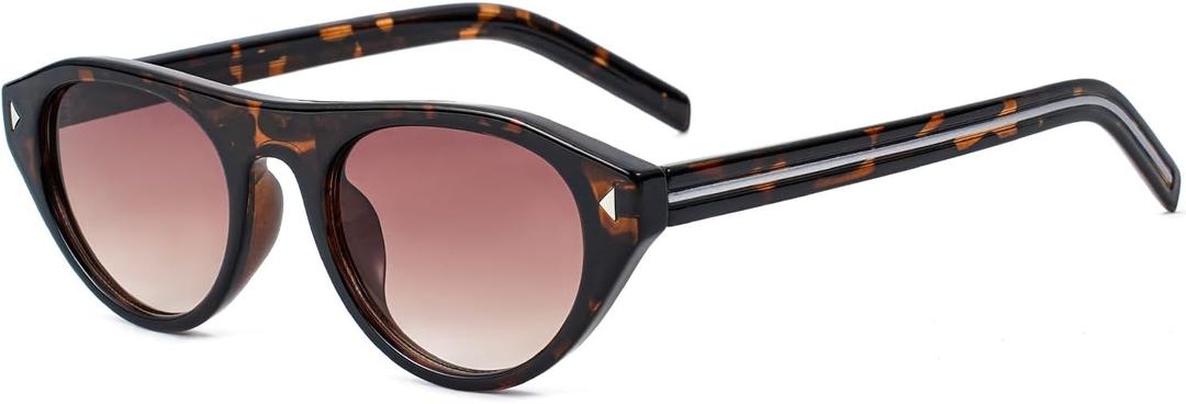 Gleyemor Designer-inspired Trendy Sunglasses for Women Men Retro Oval Shape Tortoise Shell Sun Glasses