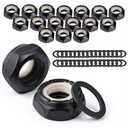 16 PCS Skateboards Washers Skateboard Truck Nuts Roller Skate Washers Skate Truck Hardwares Skateboard-Truck Hardware Longboard Accessories for Longboard (Black)