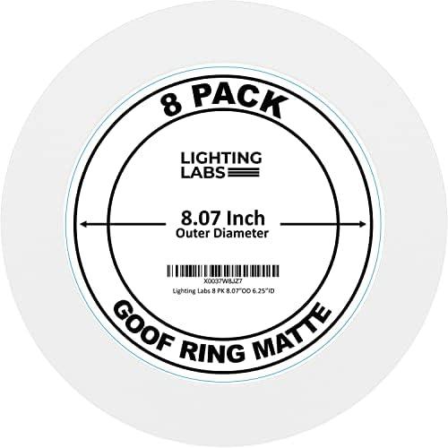 8 Pack Matte White Goof Trim Ring for 6" Inch Recessed Can Lighting Down Light, Outer Diameter 8 Inches, Inner Diameter 6.2 Inches