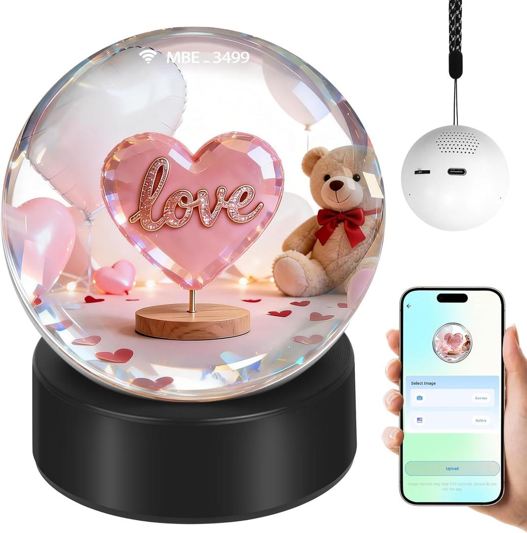 Memory Sphere Ball  Wi-Fi Upload Crystal Video Orb for Custom Photos & Videos  Unique Personalized Gift for Christmas, Wedding, Home Dcor