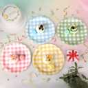 64 Pcs Gingham Dessert Paper Plates Set - 9 Inch 4 Color(Red/Blue/Green/Yellow) Disposable Round Paper Plate - Disposable Gingham Party Supplies - For Picnic Wedding Birthday