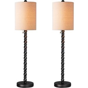 Buffet Lamps Set of 2, 30" Tall Table Lamps for Living Room, Rustic Farmhouse Lamps with Metal Bases & Linen Shades, Table Lamps for Entryway, Sideboard Table at Dinning Room