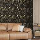 ILHIIOR Gold Leaf Peel and Stick Wallpaper - Boho Vintage Dark Floral Removable Wall Decor 17.5''x393''