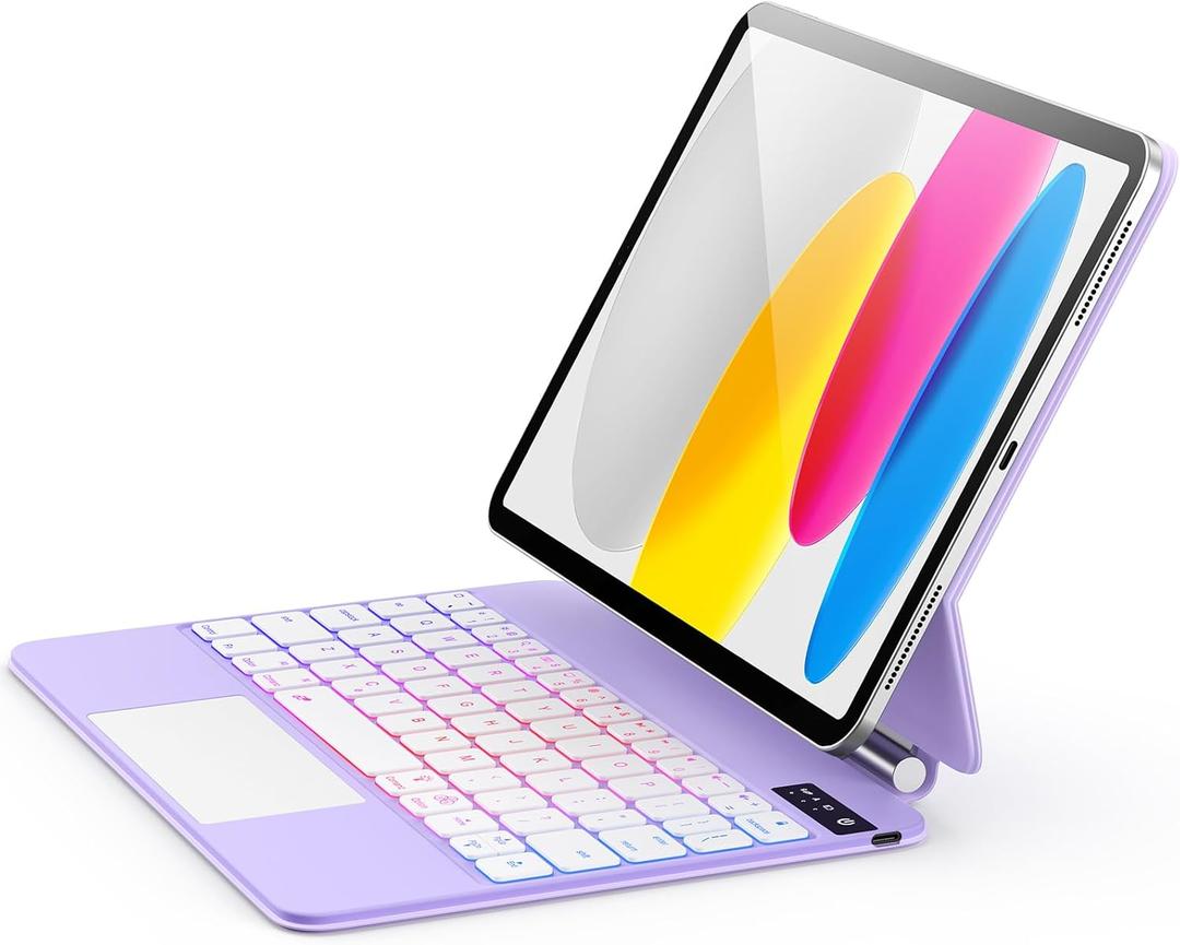 For iPad (A16) 11th &10th generation Case with Keyboard,Backlight Multi-Touch Trackpad for iPad 11th Gen 2025 11 inch&10th Gen 2022 10.9 inch, Magic-Style with Floating Cantilever Stand,T-Purple