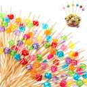 Reallnaive 300 Pcs Dice Cocktail Picks Casino Party Decoration 4.7 Inch Dice Fruit Dessert Toothpick Sticks for Casino Game Night Las Vegas Poker Birthday Party Table Supplies(Multicolor)
