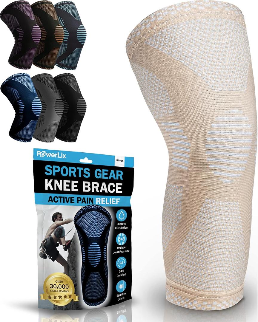 POWERLIX Leg Sleeve - Best Knee Brace for Leg Pain for Men & Women Knee Support for Running, Basketball, Volleyball, Weightlifting, Gym, Workout, Sports Please Check Sizing Chart, XXL