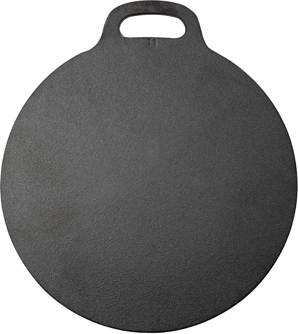 Victoria 15-Inch Cast Iron Tawa Dosa Pan, Pizza Pan with a Loop Handle, Crepe Tawa Pre seasoned with Flaxseed Oil, Made in Colombia