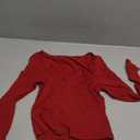 ForeFair Women's Sexy Long Sleeve Going Out Tops Pleated Bustier Shirt Cute Sweetheart Neck Y2K Cropped Top (Burgundy)