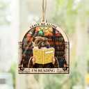 6 x Reading Girl Ornaments, Acrylic Wood Printed Over Ornament for Christmas Tree Hanging Decor, Gift Idea for Reading Lover 3.29 Inches