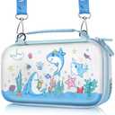 2 x Gurgitat Carrying Case for Nintendo Switch OLED 2021/Switch 1(2017) - Cute Cartoon for Switch Travel Cases with Handle and Strap Portable Storage Carry Hard Shell for Teen Girls Boys, Blue Shark