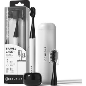 MIPOW Slim Pro i4 Electric Toothbrush Rechargeable Smart Ultra Sonic 3 Modes Magnetic Travel Case &Ceramic Dock, 60Day Long Battery Soft Bristles 2Heads IPX7 Waterproof, Color-(White)