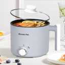 Electric Hot Pot :1.5L Mini Ramen Cooker with Overheat & Boil-Dry Protection, Suitable for Noodles, Soup, Oatmeal, College Dorm Office Travel Essentials (Grey, 1.5L)
