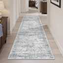 Soalmost Runner Rug 2x5 Washable Non-Slip Kitchen Runner Rugs for Bathroom Laundry Room Grey Vintage Floor Carpet Runners for Hallway Entryway