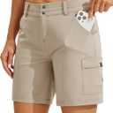 Willit Women's Golf Hiking Shorts Cargo Quick Dry Athletic Shorts Casual Summer Shorts with Pockets 7" (14, Khaki)