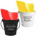 42 Pcs Football Party Decoration Original Penalty Flags Sign Set with 2 Metal Pails and 40 napkins – Football Party Decoration Referee Challenge Flags for Sports Party Decorations