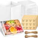 Kucoele 7 x 5 Inches Charcuterie Boxes with Clear Lids, 50 Pack Disposable Bakery Boxes Dessert Boxes, To Go Food Containers for Pastries, Chocolate Covered Strawberries, Hot Cocoa Bombs (White)