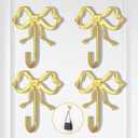 4 PCS Large Size Gold Bow Wall Hook, Gold Coat Hook, Metal Hooks, Bow Room Decor Hooks for Coats, Coffee Mugs, Hats, Bags, Bath Towels and Room Decorations