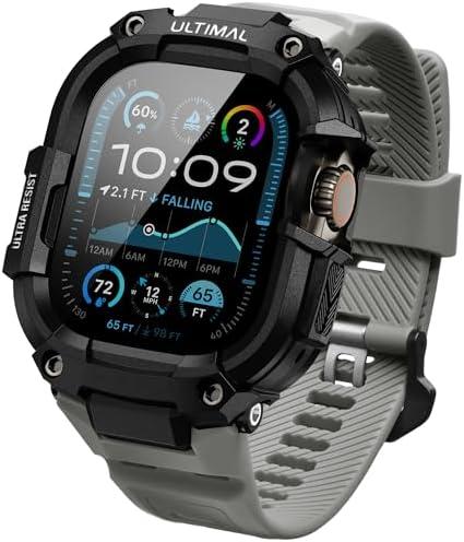 ULTIMAL Bands Case Compatible with Apple Watch Ultra 2/1 49mm for Men, Rugged Sports Band with Tough Shockproof Bumper Case, Heavy Duty Replacement Band (Black/Grey)
