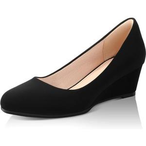 Ankis Black Nude Silver Gold Wedges for Women, Low Heel Women's Wedge Comfortable Closed Toe Women Pumps Dress Shoes -2Inch