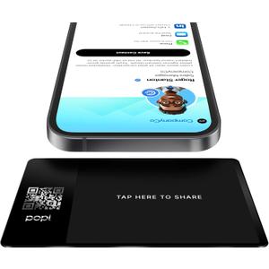 Popl Smart NFC Business Card - Sleek Modern Digital Business Card w/Instant App-Free Sharing - Customizable NFC Cards Compatible w/iPhone & Android (Metal Black)