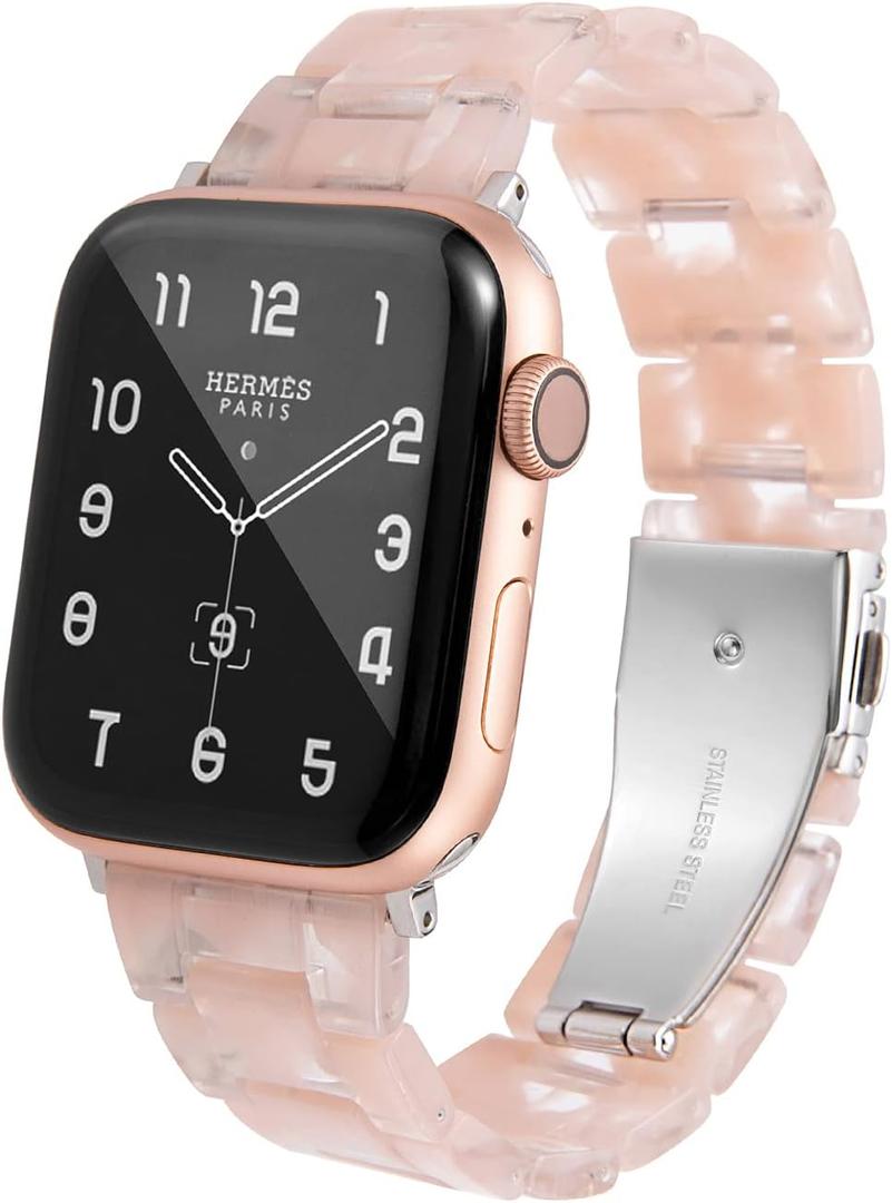 HOPO Compatible With Apple Watch Band Resin Strap Bracelet Wristband Thin Lightweight Replacement For iWatch Bands Series Ultra 11 10 9 8 7 6 5 4 3 2 1 SE for Women Men (Clear Pink) HOPO Compatible With Apple Watch Band Resin Strap Bracelet Wristband Thin Lightweight Replacement For iWatch Bands Series Ultra 11 10 9 8 7 6 5 4 3 2 1 SE for Women Men (Clear Pink)