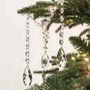 KI Store 6pcs Clear Glass Crystal Ornaments for Christmas Tree Decorations Crystal Beads Garland with Twisted Leaf Prism Pendants