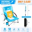 Folding Beach Chair for Adults with UPF 50+ Umbrella, Lightweight Low Beach Chair with Mesh Back, Portable Camping Chair with Carry Bag for Outdoor Beach Lawn Camping, 300lbs Capacity(2 Pack)