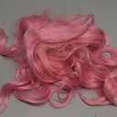 SUKRI Pink Bob Wigs for Women Natural Wavy Wigs with Bangs 12 Inch Short Shoulder Length Synthetic Colored Wig for Cosplay Halloween Daily