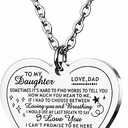 Vimiew Heart Pendant Necklace for Daughter - Inspirational Gift from Dad & Mom - Never Forget I Love You - Perfect for Christmas & Mother's Day Color: 1.Daughter Heart Necklace - Hard To Tell You - Dad