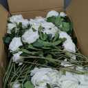 Hananona Artificial Roses in Bulk, Fake Silk White Roses Realistic Roses for Wedding Centerpieces Flower Arrangement Home Decor (100, White)