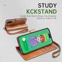 FLIPALM Wallet Case for iPhone 17 Series with Wrist Strap - PU Leather Folio Flip with Credit Card Holder & Kickstand, Protective Cover (Grayish-Brown, for iPhone 17)