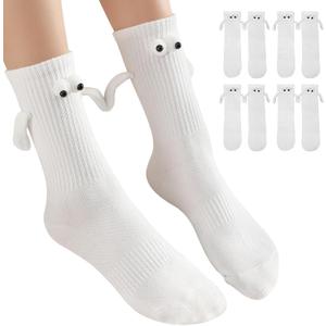 4 Pairs Funny Socks, Magnetic Holding Hands Socks, These Suit Both Men and Women, White (0)