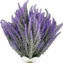 16 Bundles Artificial Lavender Plants Outdoor UV Resistant, Fake Flowers for Home Decor, Faux Plastic Purple Plants for Garden, Patio, Window Box