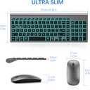 TopMate Wireless Keyboard and Mouse Ultra Slim Combo, 2.4G Silent Compact USB 2400DPI Mouse and Scissor Switch Backlit Keyboard Set, for PC/Laptop/Windows/Mac/Gaming - Gray Black