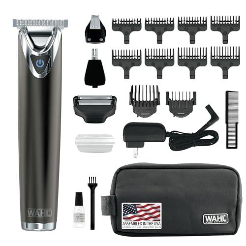 WAHL USA Stainless Steel Lithium Ion 2.0+ Slate Beard Trimmer for Men - Electric Shaver, Nose Ear Trimmer, Rechargeable All in One Men's Grooming Kit - Model 9864