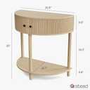 Stead Fluted Half Moon Shaped Console Table, Small Entry Desk, Living Room Furniture, Modern Home Decor, Solid Wood Entryway Table with Two Doors and Black Knobs (Natural Oak)