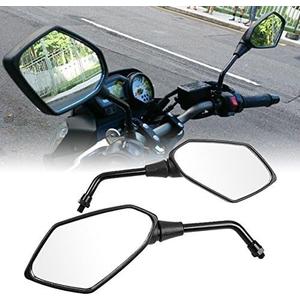 Motorcycle Rear View Side Mirrors-10mm Clockwise Threaded Mounting Bolt-Fits for Kawasaki, for Suzuki, for Victory and More-Pair