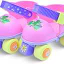 Kids Roller Skates Girls and Boys Ages 2-6, Toddler Rollerskates Adjustable Quad Skate Shoes for Beginners (Pink)