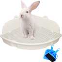 PINVNBY Large Rabbit Litter Box Bunny Corner Toilet Box Small Animal Cage Toilet Pet Potty Trainer Bigger Pan Fan Shape Box for Adult Guinea Pigs Chinchilla Ferret Galesaur (White)