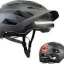 Bike Helmet, Helmets for Adults Men, Front and Back LED Lights Safe Certified MTB Road Bicycle Helmet with Adjustable Brim (M (55-58cm), Black)