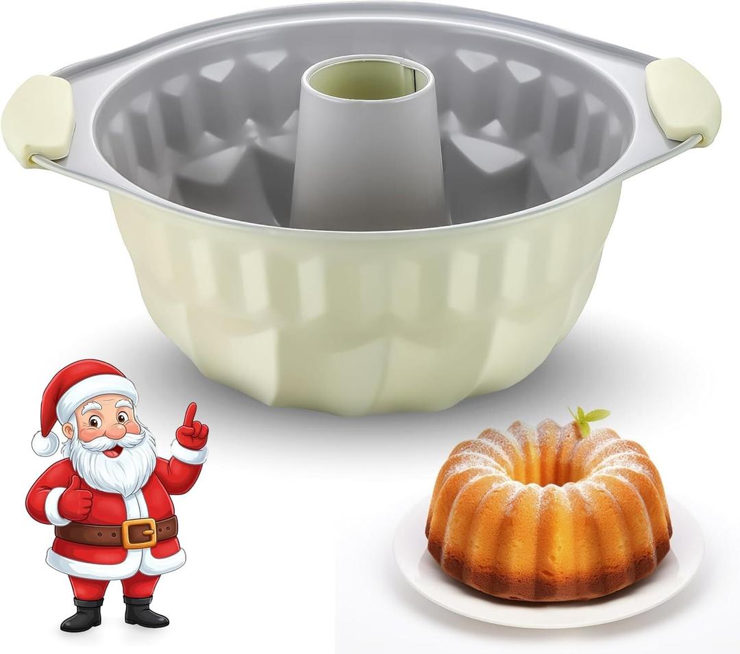 Boxiki Kitchen Premium Non-Stick Fluted Cake Pan - Ceramic Bakeware for Perfect Pound Cakes, Chocoflan & More - Durable & Easy Release