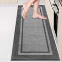Kitchen Rugs 24" x 70", Non-Slip Machine Washable Kitchen Runner Rugs Floor Mats, Absorbent Comfort Standing Mats for Kitchen, Sink, Laundry and Hallway, Rolled Packaging, Light Grey & Dark Grey